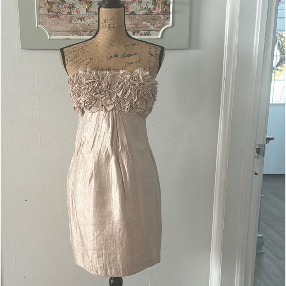Elegant Beige Strapless Dress